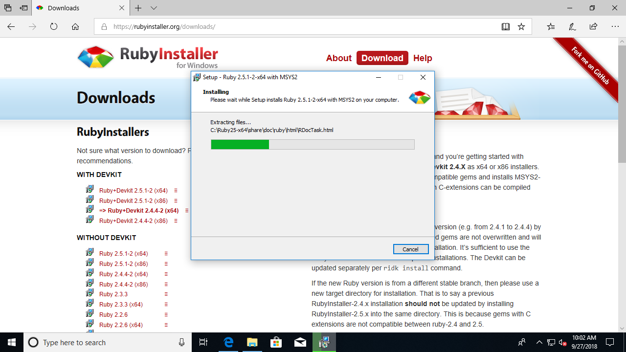 Ruby Installer: Die Installation