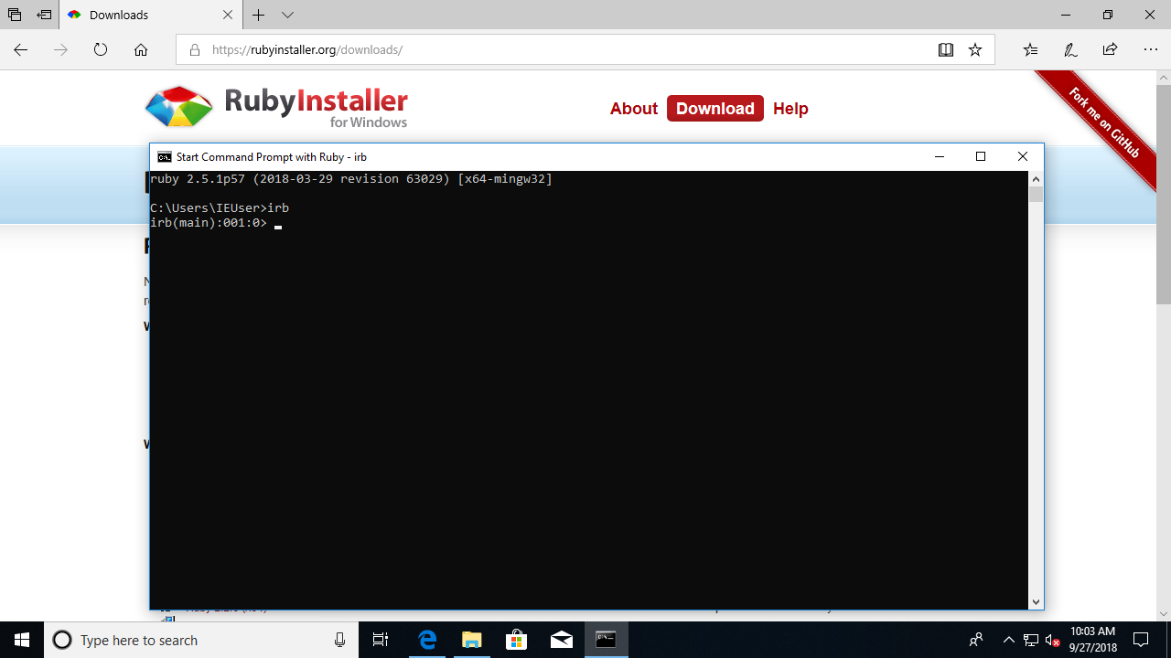 Interaktive Rubykonsole (IRB) ausführen
